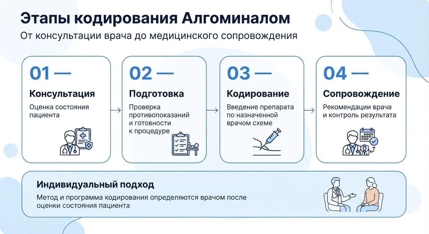 Кодирование препаратом «Алгоминал» в Константиновке инфографика